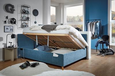 Gestoffeerd Opbergbed Cool 140/200 met rugleuning Blauw