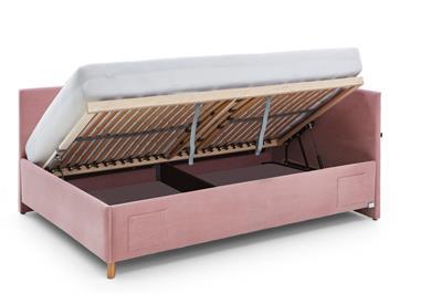 Gestoffeerd Opbergbed Cool 140x200 met rugleuning Roze open