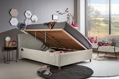 Gestoffeerd Opbergbed Fun 140/200 Beige