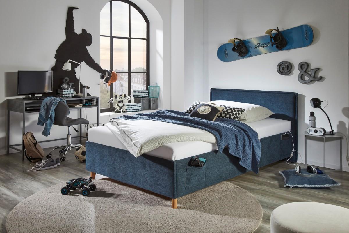 Gestoffeerd Bed Fun 140x200 Blauw hoofdfoto