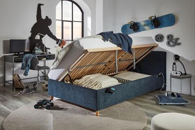 Gestoffeerd Opbergbed Fun 140/200 Donker Blauw
