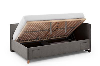 Gestoffeerd Opbergbed Fun 140x200 met rugleuning Antraciet open