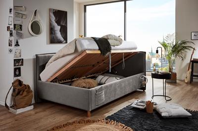 Gestoffeerd Opbergbed Fun 140/200 met rugleuning Antraciet