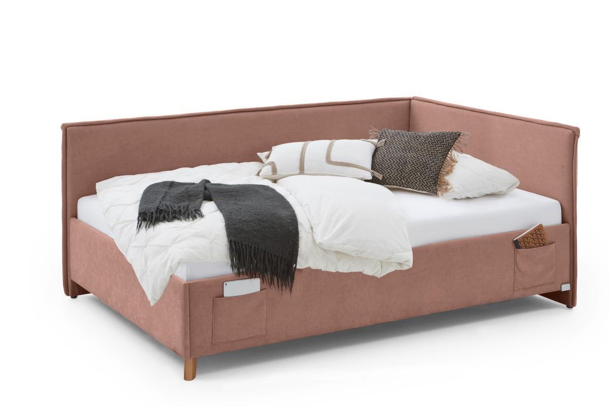 Gestoffeerd Bed Fun 140x200 met rugleuning Roze
