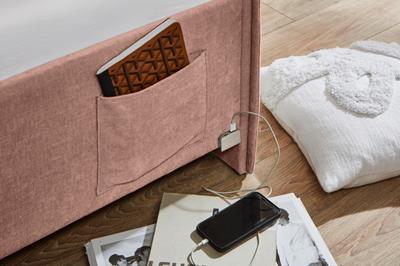 Gestoffeerd Bed Fun Roze USB-port