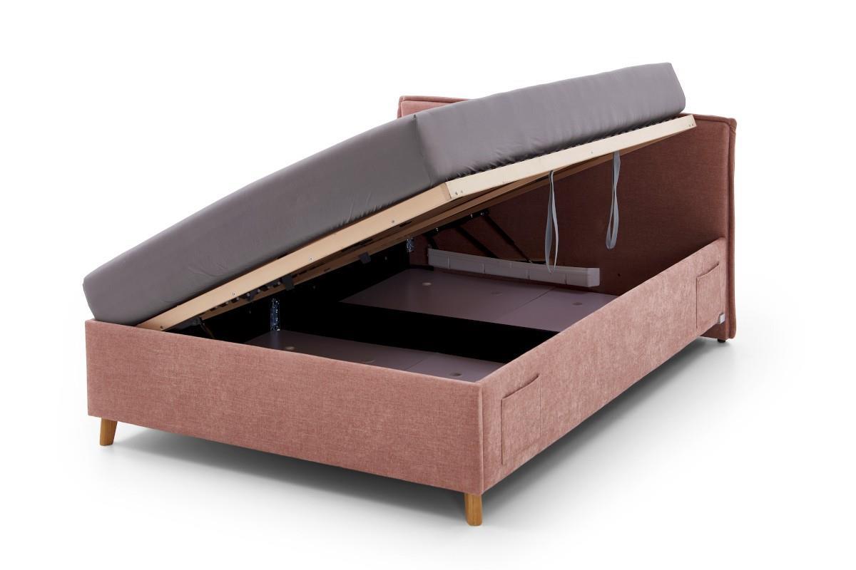 Gestoffeerd Opbergbed Fun 140x200 Roze open