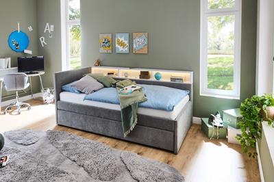 Uno Gestoffeerd Bed Grijs Wit