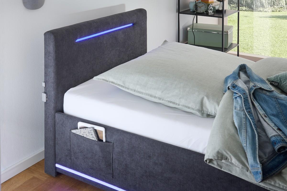 Gestoffeerd Bed Circle 90x200 Antraciet detail