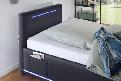 Gestoffeerd Bed Circle 90x200 Zwart detail