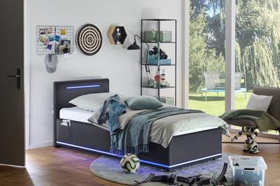 Gestoffeerd Bed Circle 90x200 Zwart hoofdfoto