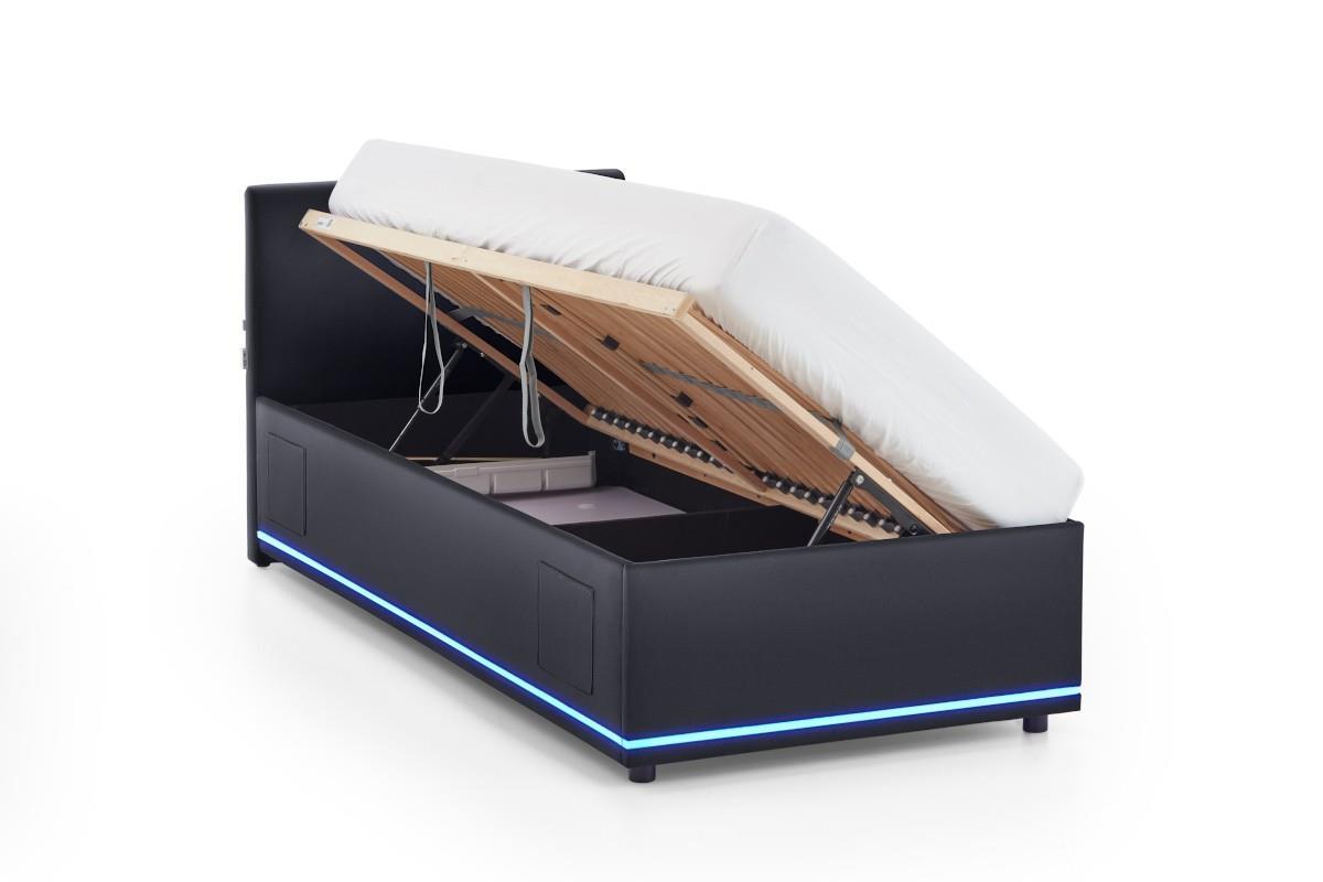 Gestoffeerd Opbergbed Circle 90x200 Zwart open