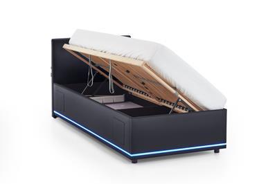 Gestoffeerd Opbergbed Circle 90x200 Zwart open