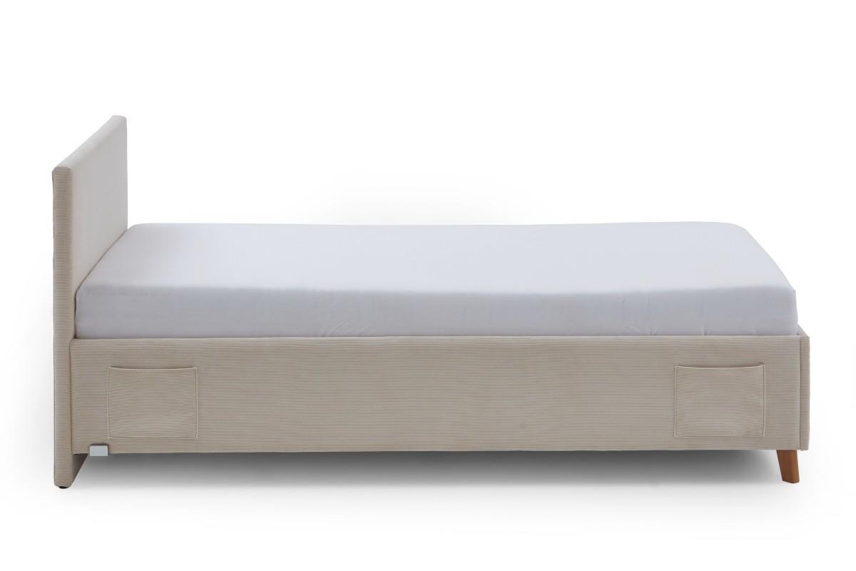 Gestoffeerd Bed Cool 90x200 Beige zijaanzicht