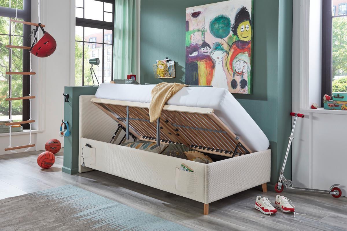 Gestoffeerd Opbergbed Cool 90/200 Beige