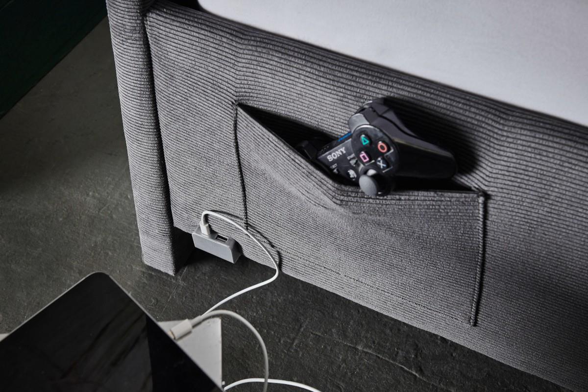 Gestoffeerd Bed Cool Antraciet USB-port