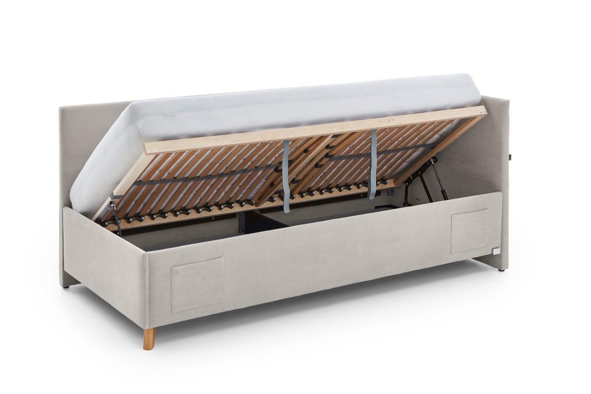 Gestoffeerd Opbergbed Cool 90x200 met rugleuning Beige open