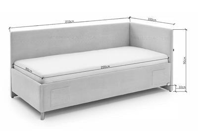 Gestoffeerd Bed Cool 90x200 met rugleuning afmetingen