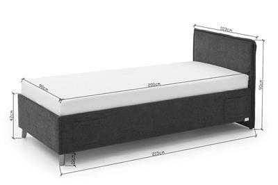Gestoffeerd Bed Fun 90x200 afmetingen