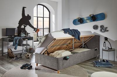 Gestoffeerd Opbergbed Fun 90/200 Antraciet