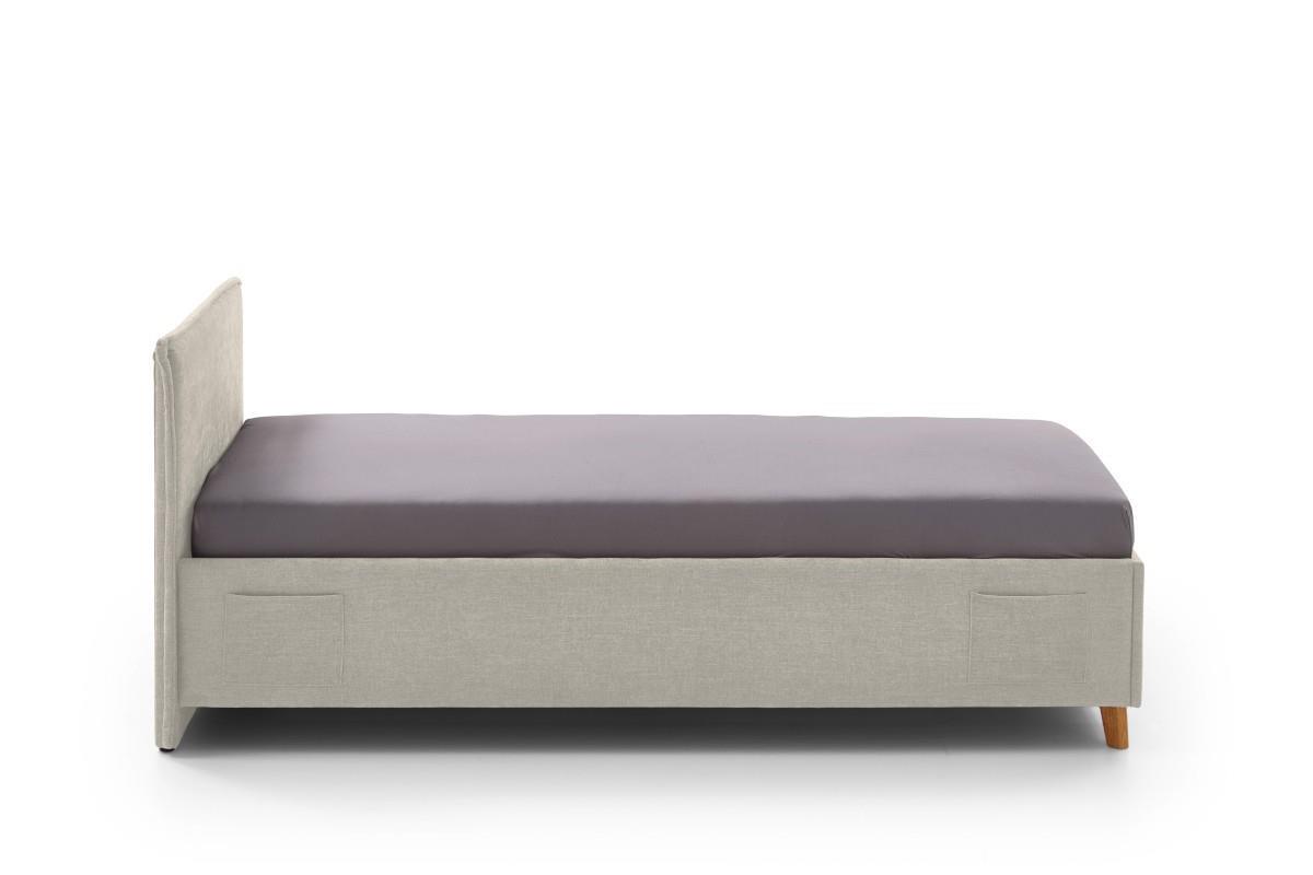 Gestoffeerd Bed Fun 90x200 Beige zijaanzicht