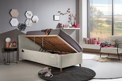 Gestoffeerd Opbergbed Fun 90/200 Beige