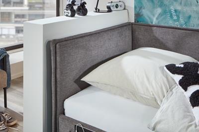 Gestoffeerd Bed Fun 90x200 met rugleuning Antraciet detail