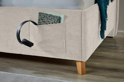 Gestoffeerd Bed Fun 90x200 met rugleuning Beige detail