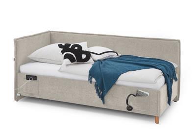 Gestoffeerd Bed Fun 90x200 met rugleuning Beige