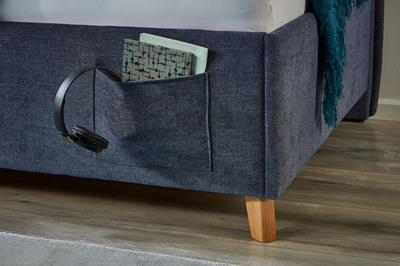 Gestoffeerd Bed Fun 90x200 met rugleuning Blauw detail