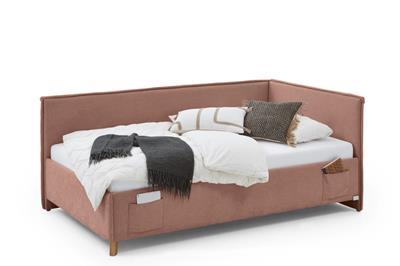 Gestoffeerd Bed Fun 90x200 met rugleuning Roze