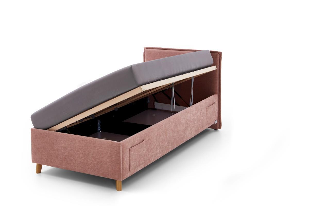 Gestoffeerd Opbergbed Fun 90x200 Roze open