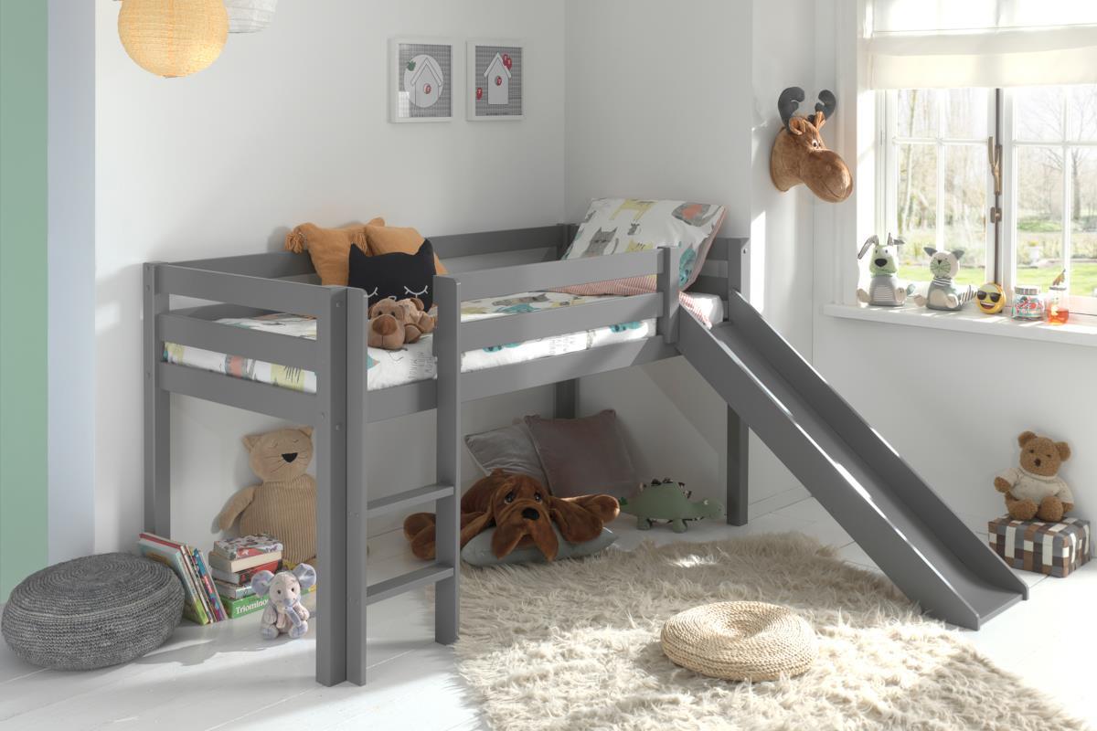 Pino halfhoogslaper grijs met glijbaan 