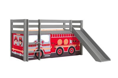 Pino halfhoogslaper grijs met glijbaan speelgordijnenset Fire Truck