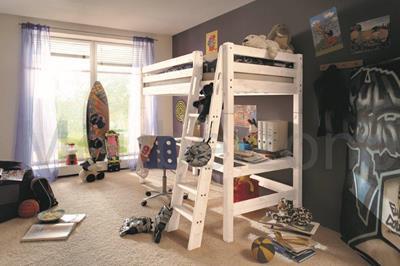 Infans Hoogslaper met bureau en schuine trap white/wash