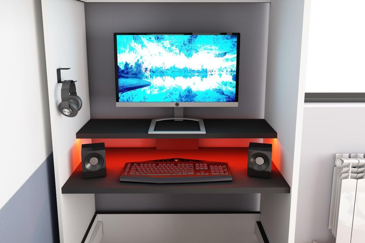 Mspace Gaming Hoogslaper Antraciet en Wit binnenkant
