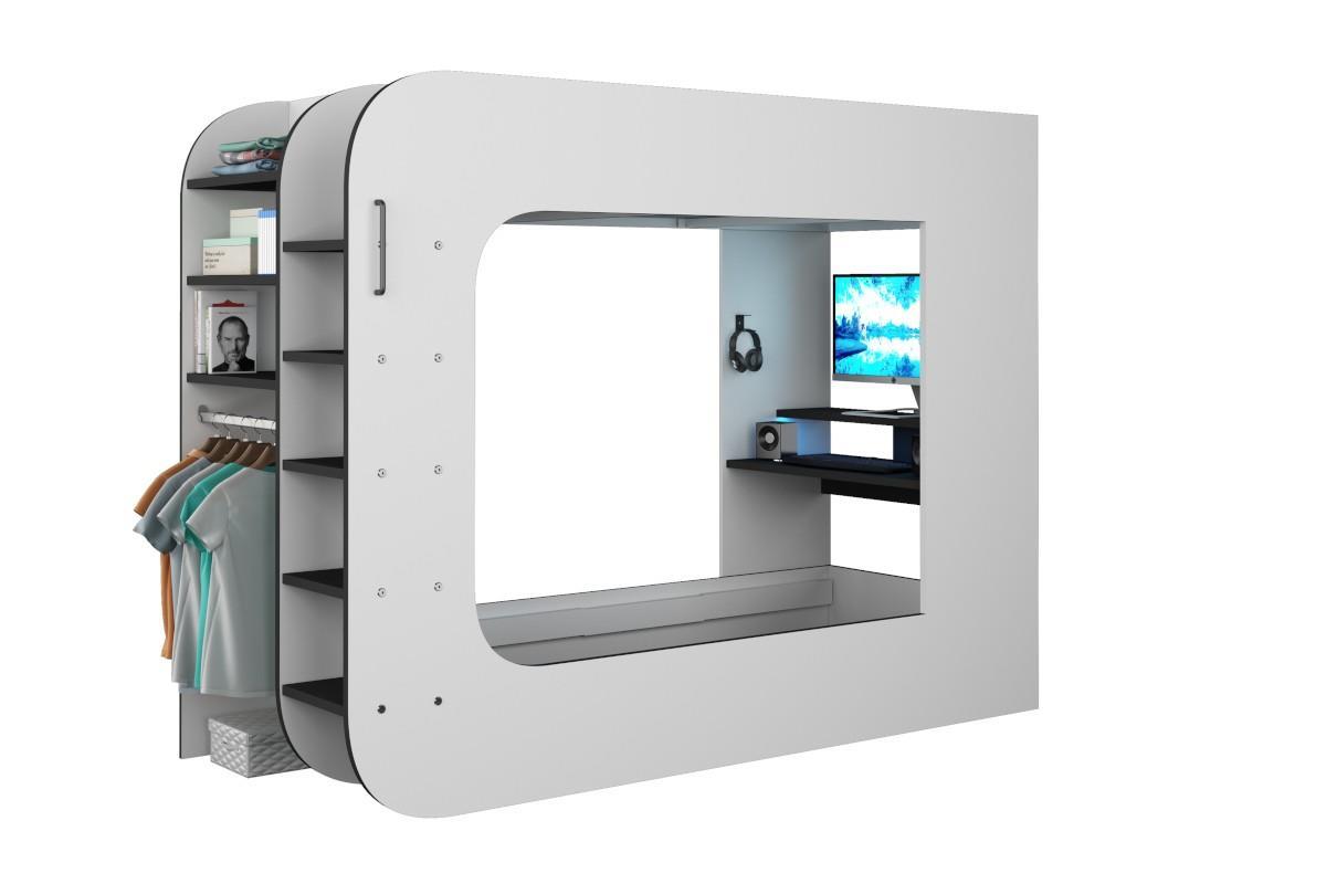 Mspace Gaming Hoogslaper Antraciet en Wit met decoratie