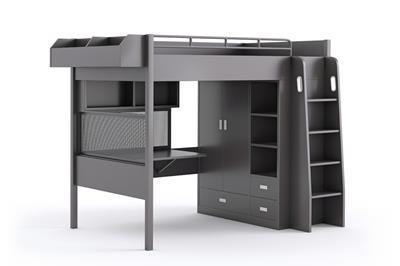 New York Hoogslaper met Bureau en Kast - Grijs trap rechts