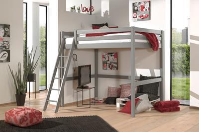 Pino mezzanine bed 140x200cm grijs