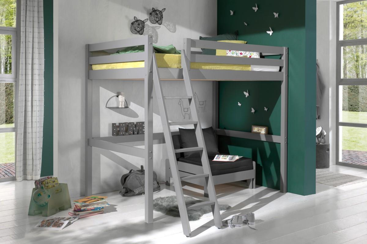 Pino mezzanine bed grijs