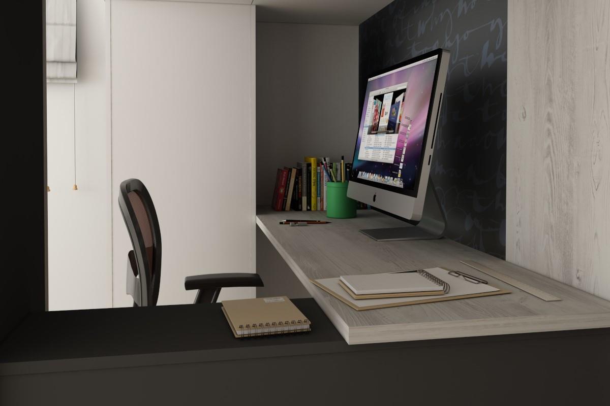 Studio hoogslaper cascina-wit-antraciet close-up bureau