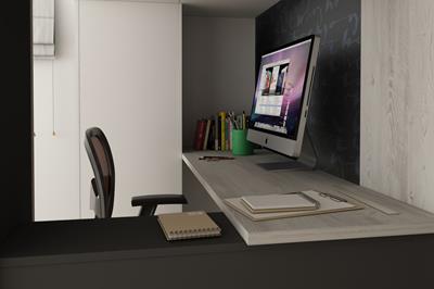 Studio hoogslaper cascina-wit-antraciet close-up bureau