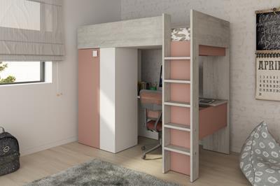 Studio hoogslaper cascina-wit-oud roze