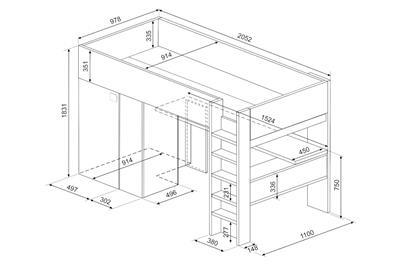 Studio hoogslaper afmetingen