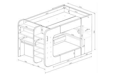 The Cube Gamingbed 120/200 - Antraciet lijntekening