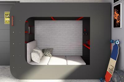 The Cube Gamingbed 120/200 - Antraciet sfeerimpressie zijaanzicht 2