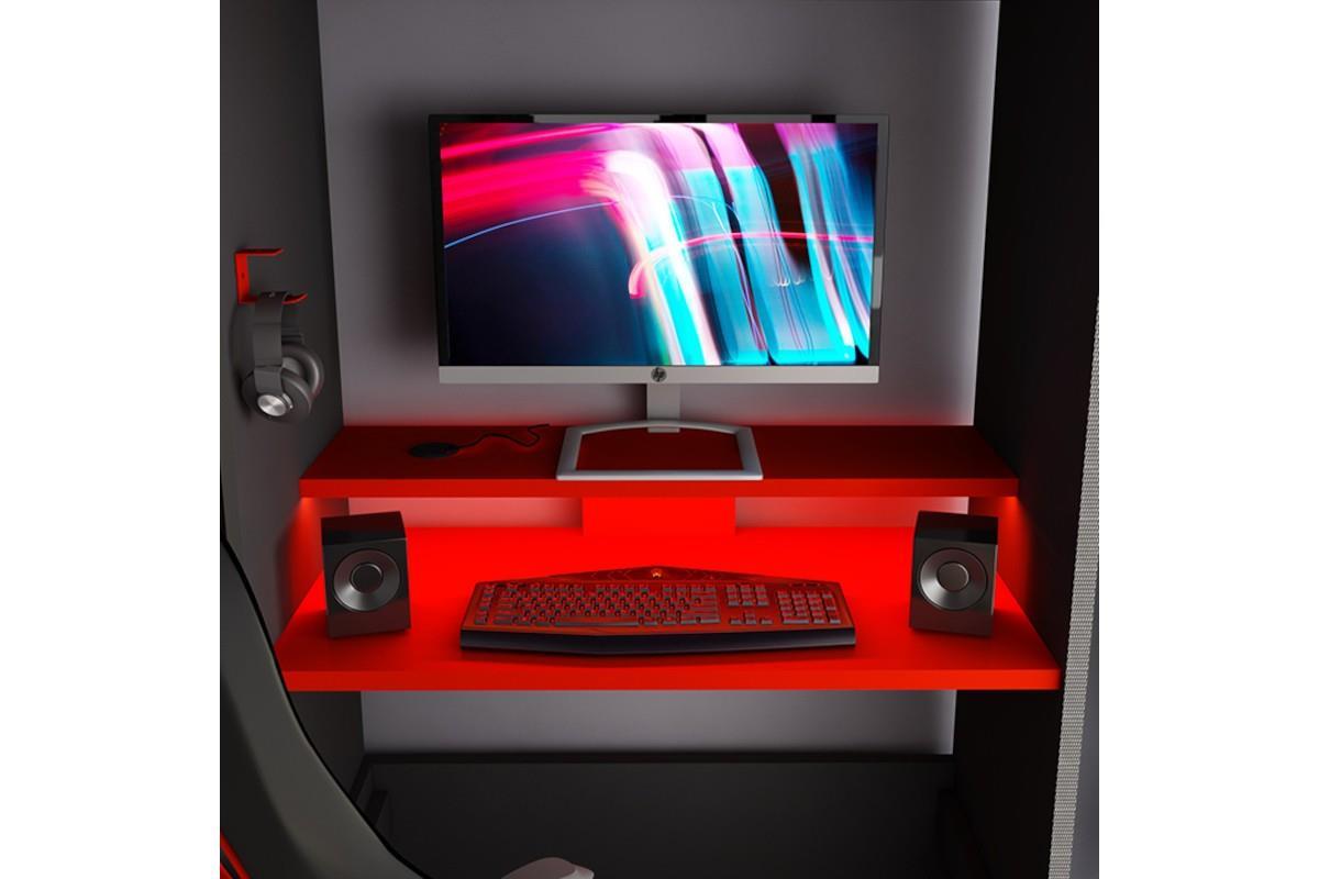 The Cube Gamingbed Hoogslaper 90/200 - Antraciet bureau close-up