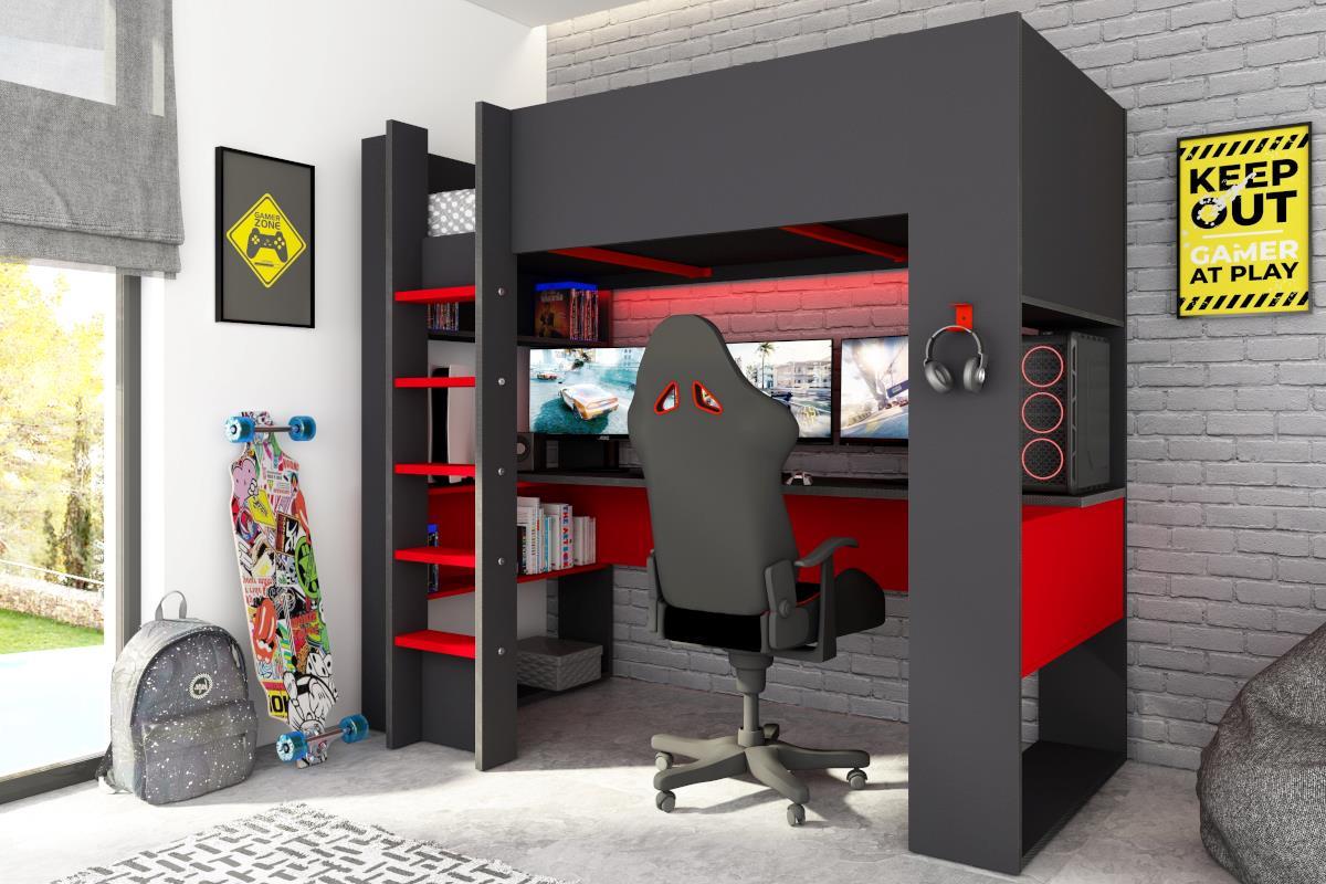 The Cube Gamingbed Hoogslaper - Antraciet