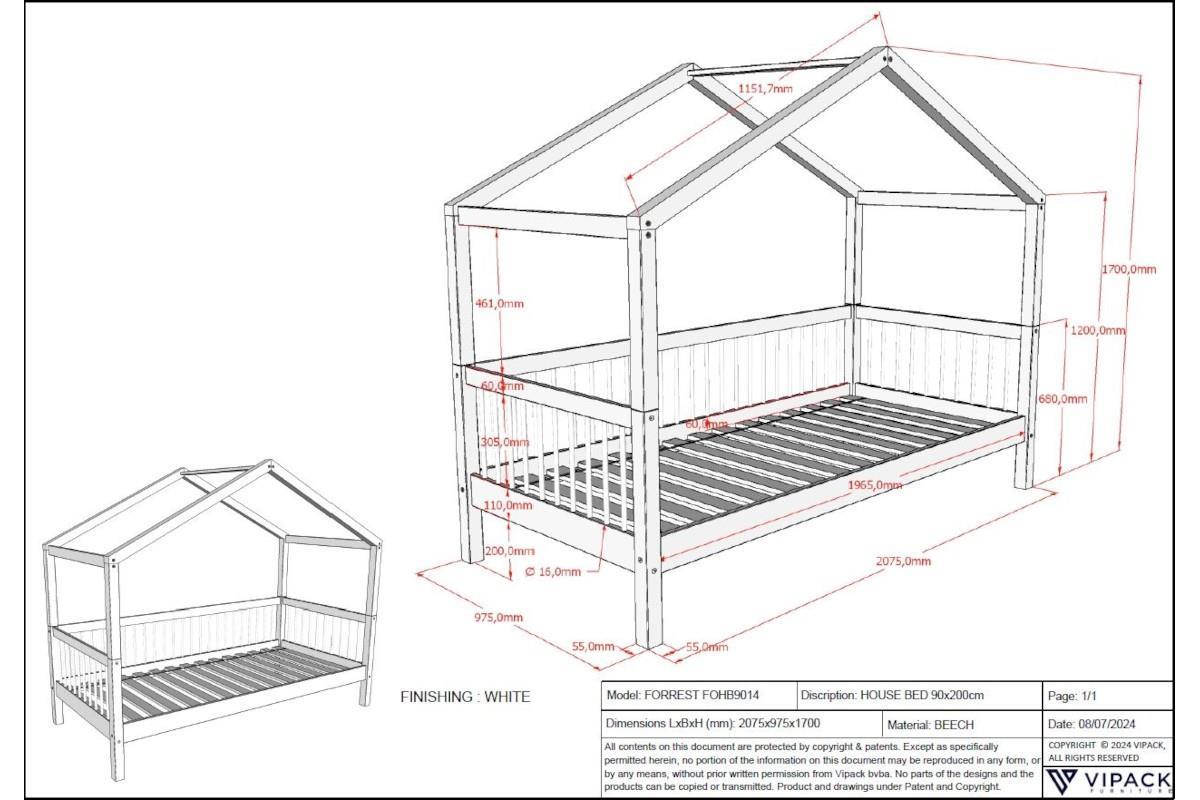 Forrest Beech Huisbed afmetingen