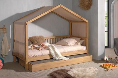 Forrest Beech Huisbed Eiken met Slaaplade en Hemelstof sfeerfoto