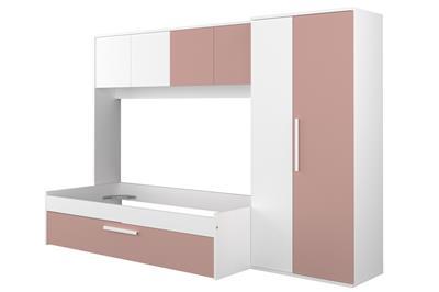 Artik Ledikant met Slaaplade en Brugkast - Oud Roze en Wit